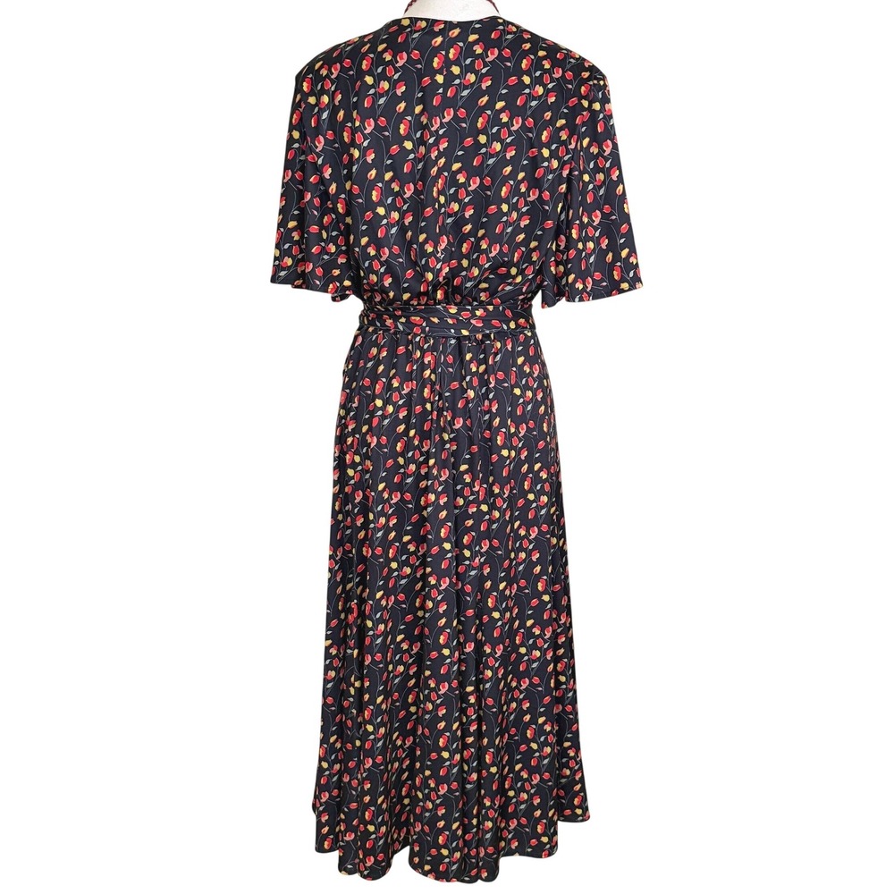 Anthropologie Hutch Floral Kiera Wrap Dress Maxi V-Neck Flutter Sleeve XL Tulips - Picture 3 of 16